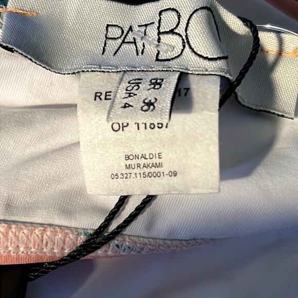 PATBO Tropical Floral Triangle Black Salmon Bikini Top Size 4 NWT - Picture 8 of 10